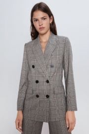 DOUBLE BREASTED PLAID JACKET at Zara